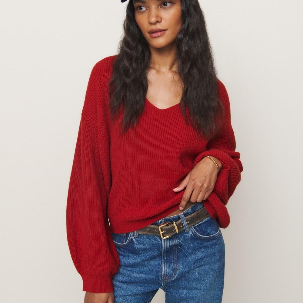 Reformation Ellery Cashmere Sweater in Tomato